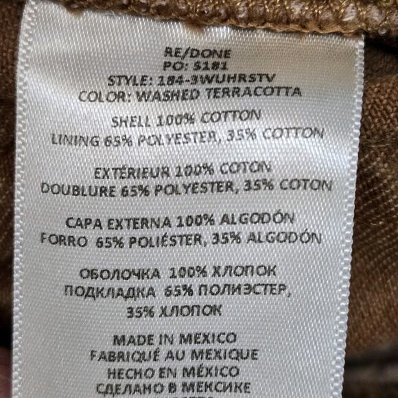 Re/Done Jeans Womens 26 70's Ultra High Rise Stovepipe Washed Terracotta Brown - Picture 10 of 13